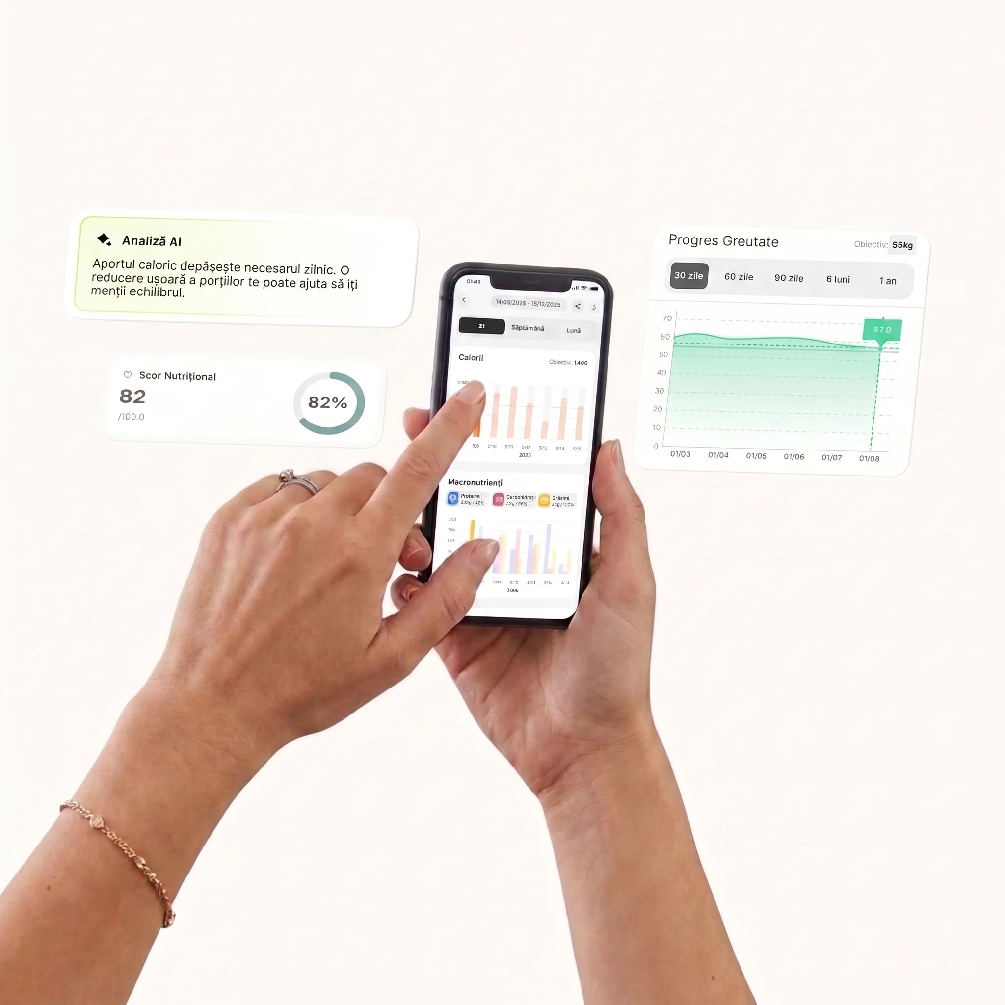Cântar Smart Bucătărie cu Calculator Nutrițional și Aplicație
